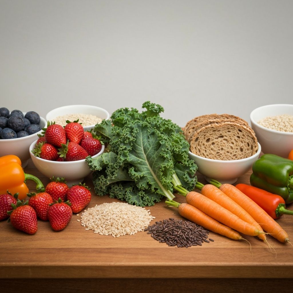 Grundläggande näringskoncept med varierade hälsosamma ingredienser