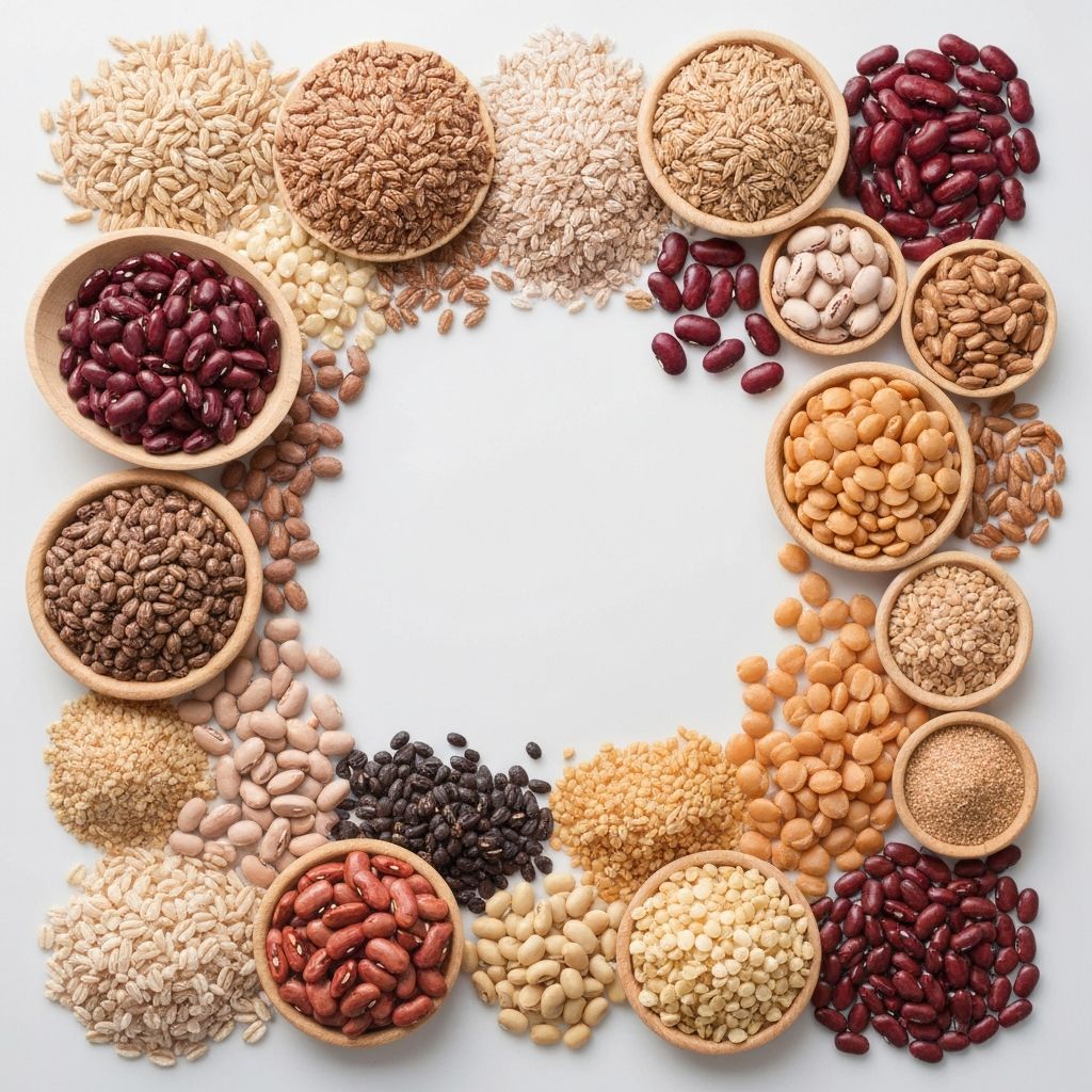 Variationer av spannmål, bönor och näringsrika livsmedel